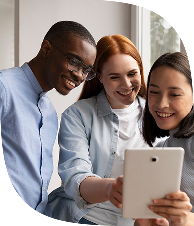 students studying on a tablet